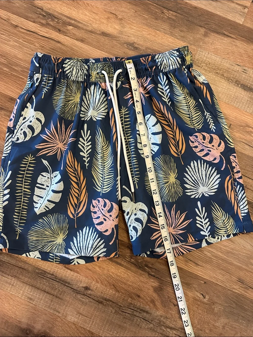 Goodfellow & Co Navy Swim Shorts with Peach Floral Print